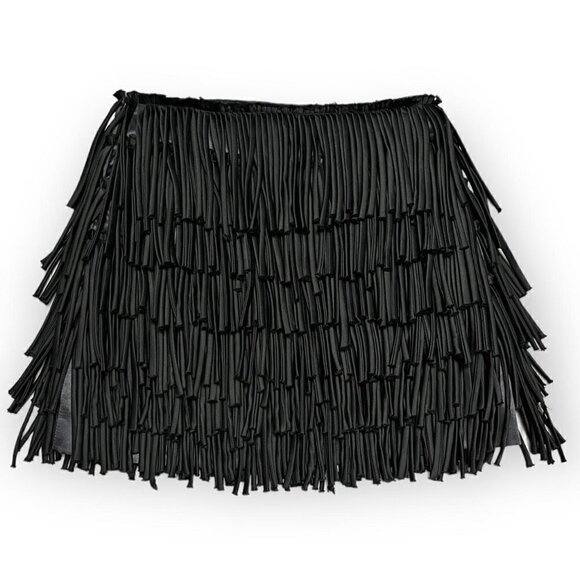 Pierre Balmain Silk Fringe Trim Accent Luxury Designer Mini Skirt Womens Medium - Picture 3 of 4